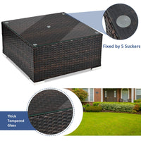 Tangkula 5 Piece Outdoor Patio Furniture Set with Glass Top Coffee Table
