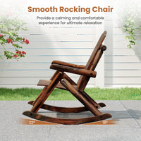 Tangkula Wood Rocking Chair Outside Adirondack Rocker with High Back and Slatted Seat
