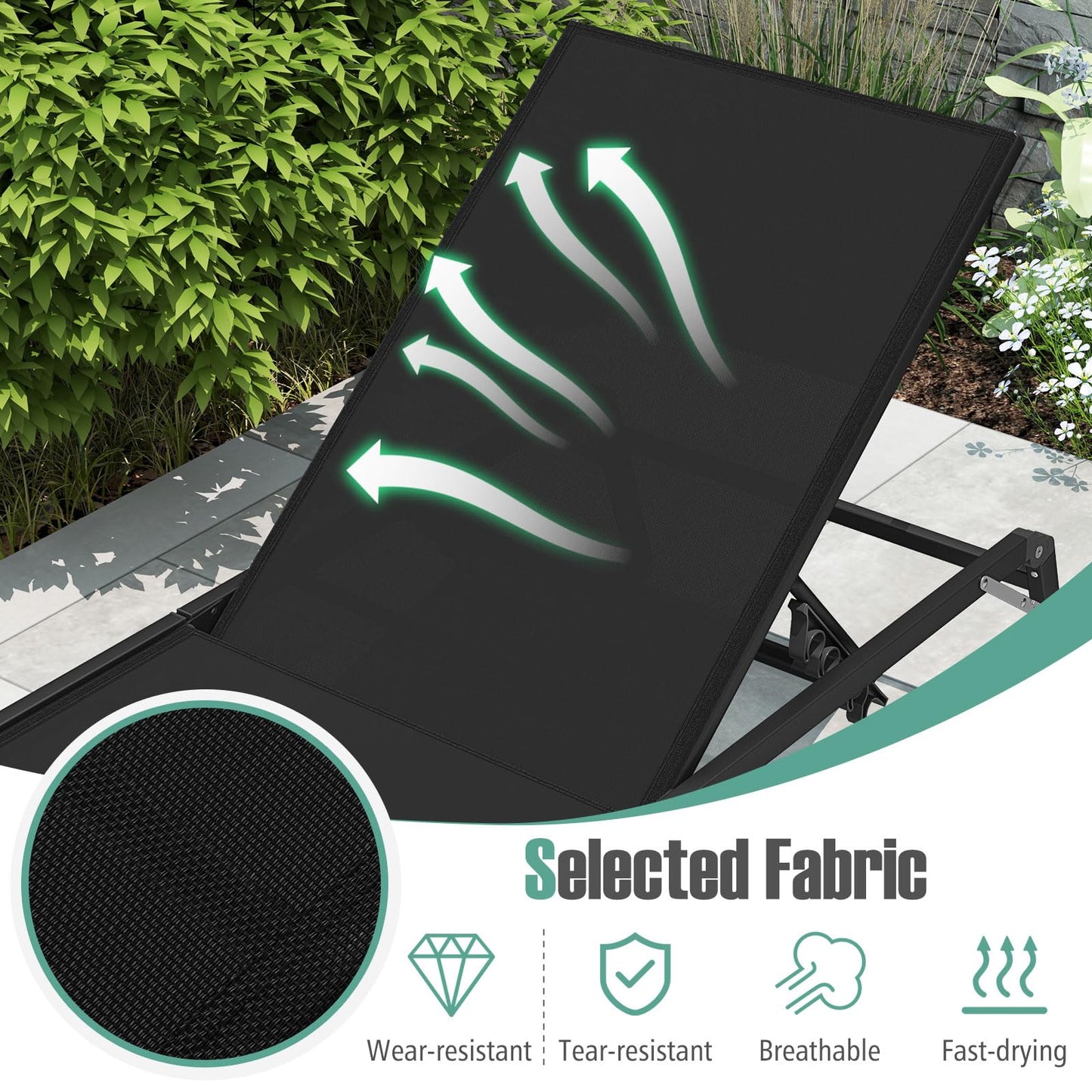 Tangkula Lot de 2 chaises longues d'extérieur Tangkula pour terrasse