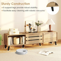 Tangkula Mid Century Modern TV Stand with Sliding Doors for 65” TVs