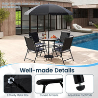 Ensemble de salle à manger Tangkula 6 pièces pour terrasse avec parasol pour jardin