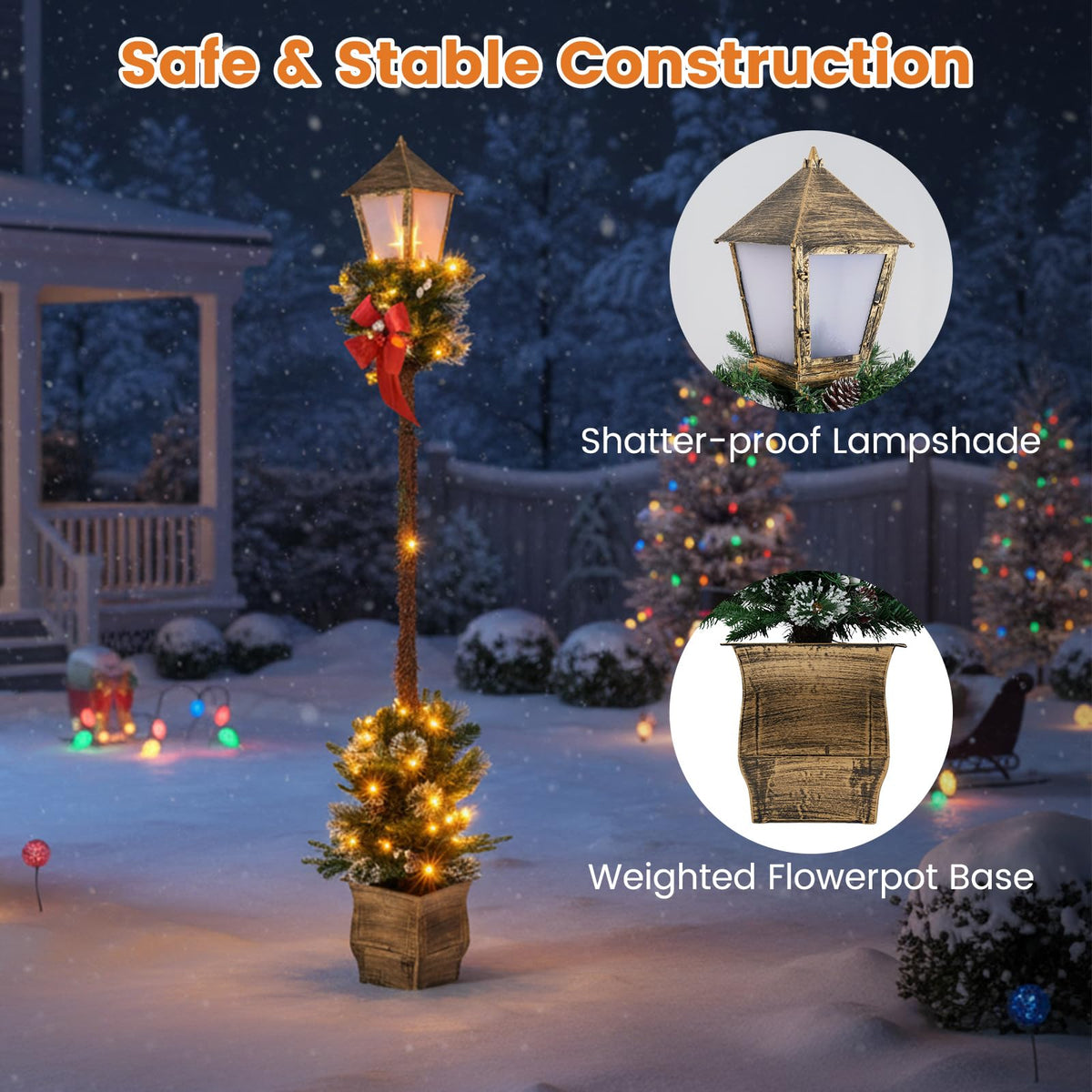 Tangkula 6.1 FT Christmas Lighted Street Lamp
