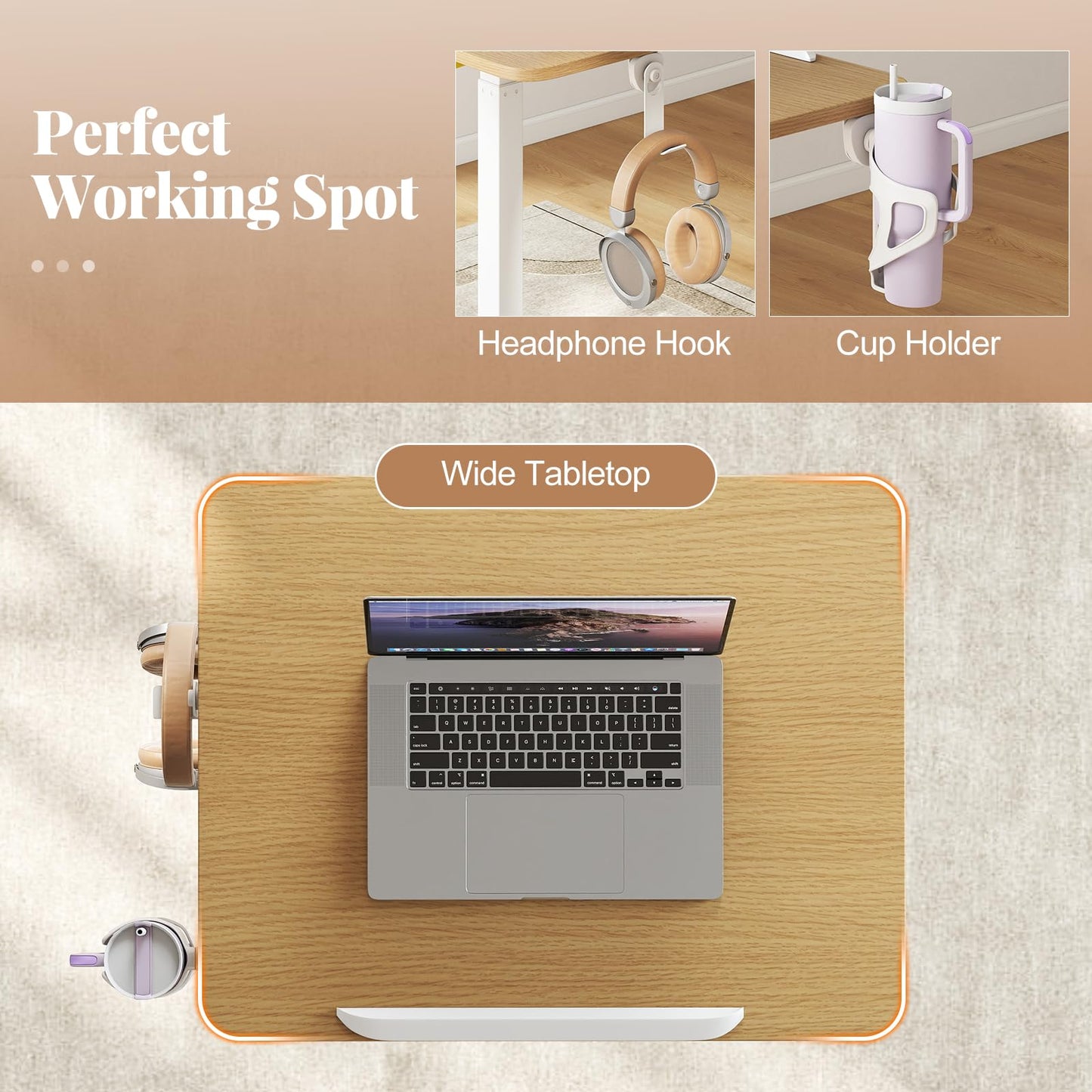 Tangkula Chariot de bureau mobile pliable avec plateau inclinable à 90°
