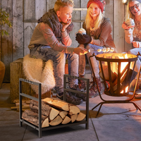 Tangkula Firewood Log Rack, Heavy Duty Firewood Holder with Unique Handle and Raised Feet