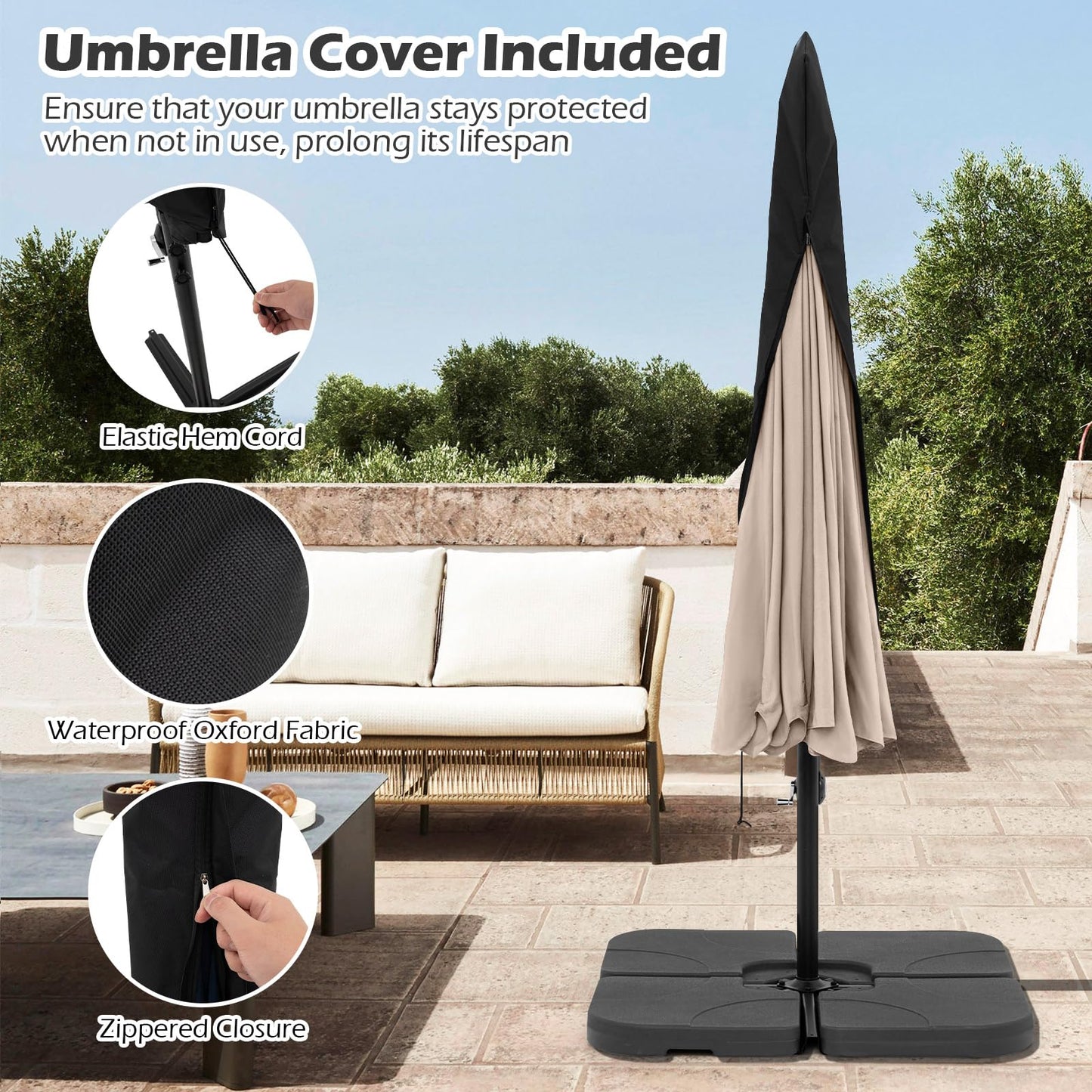 Tangkula 10FT Offset Hanging Umbrella with Cover