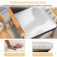 Ensemble de mobilier de patio en osier PE Tangkula 3 pièces pour véranda