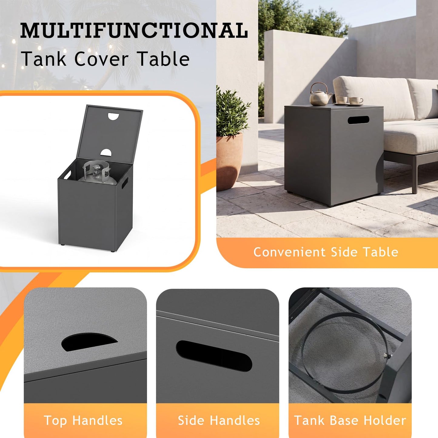 Tangkula 2 Piece Propane Fire Pit Table Set with Tank Holder