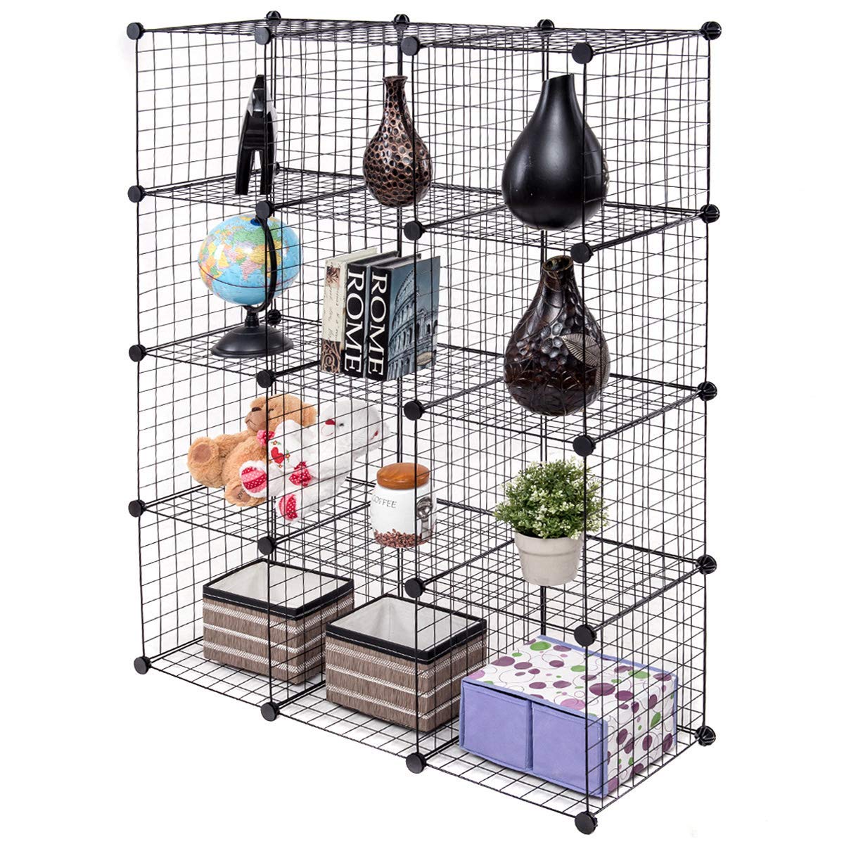 Wire Storage Cubes, Metal Grids Book Shelf