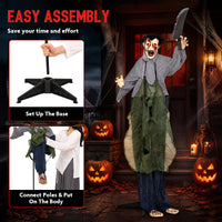 Tangkula Halloween Animated Standing Zombie Holding Knife with Glowing Eyes