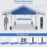 Tangkula 10x17.6 Ft Pop Up Canopy with Adjustable Dual Awnings, Easy Setup Instant Tent for Patio, Market, Picnic