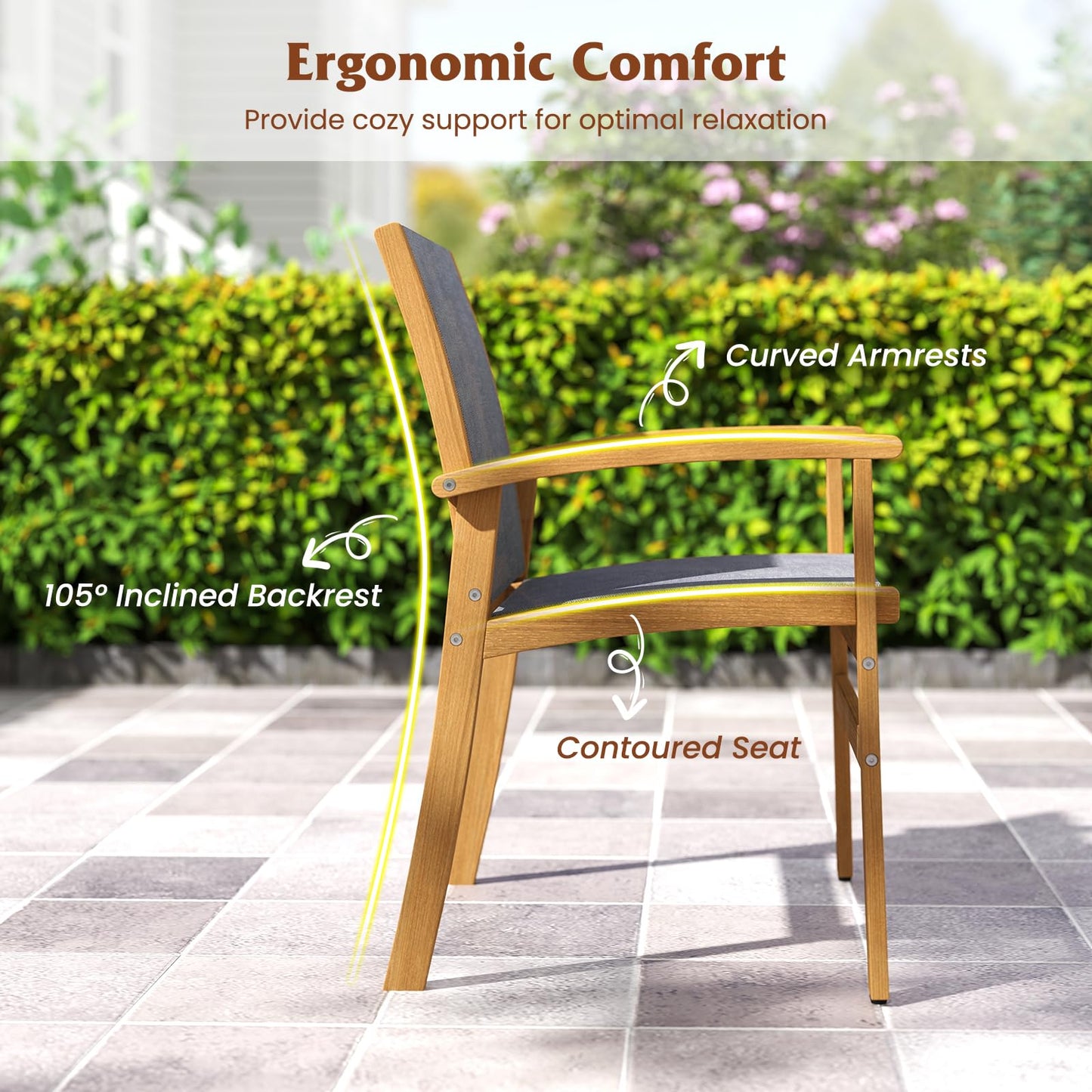 Tangkula Ensemble repas de terrasse 9 pièces en bois d'acacia pour 6 à 8 personnes