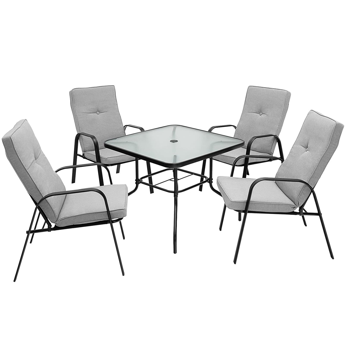 Tangkula 35 Inch Patio Dining Table, Square Outdoor Dining Table with 1.65 Umbrella Hole