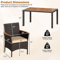 Tangkula Patio Furniture Set with Acacia Wood Table and 6 Stackable Chairs