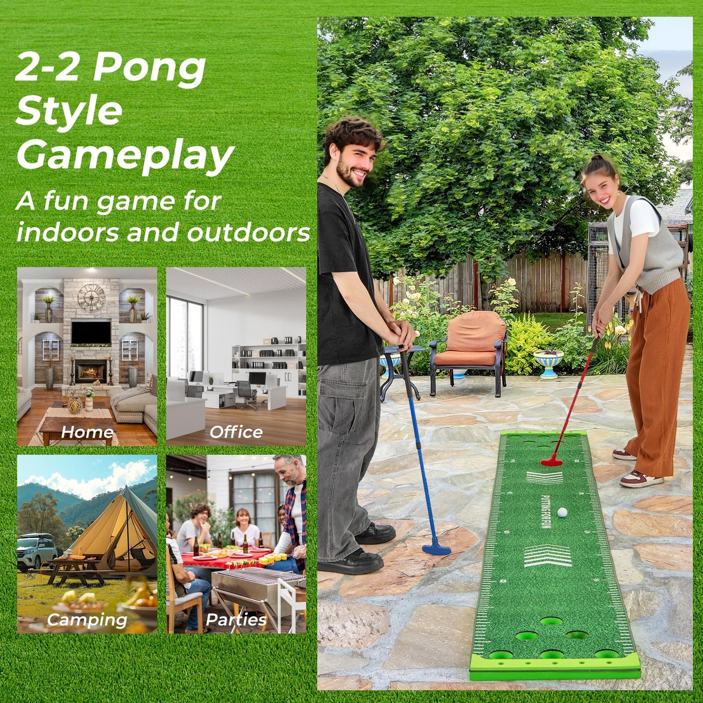 Tangkula 11 FT Golf Pong Game Set with 2 Adjustable Putters