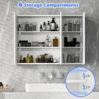 Tangkula 36" Wide Wall Mount Mirrored Bathroom Medicine Cabinet Storage 3 Mirror Door