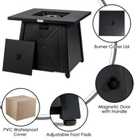 Tangkula 6-Piece Outdoor PE Wicker Conversation Set Cushions and Tempered Glass Coffee TableGas Fire Pit Table with 50,000 BTU