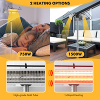 Tangkula 1500W Electric Patio Heater, Fast Heating 270 Sq.Ft Infrared Heater with 3 Modes