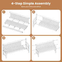 Tangkula Teak Wood Outdoor Bench with Armrests and Backrest