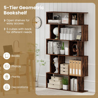 Tangkula 5-Tier Geometric Bookshelf 62”H Bookcase(1/2)