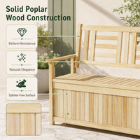 Tangkula Outdoor Wood Storage Bench for Garden