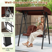 Tangkula 2 Person Porch Swing, Patio Swing with Adjustable Canopy