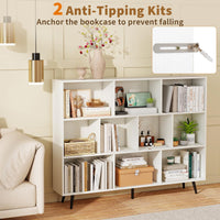 Tangkula Modern 55" L 10-Cube Bookcase with 5 Tapered Metal Legs
