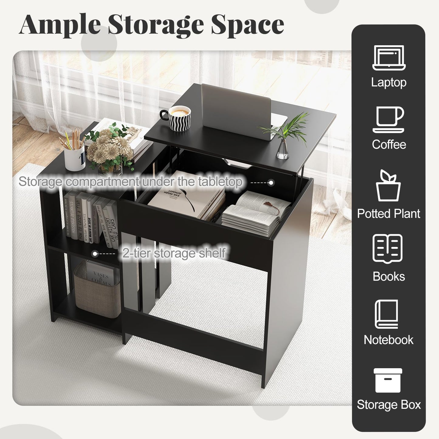 Tangkula Computer Desk with Lift Top