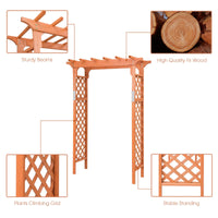 88-Inch Wooden Garden Arbor with Trellis, Decoration Outdoor Rose Arbor with Metal Connection