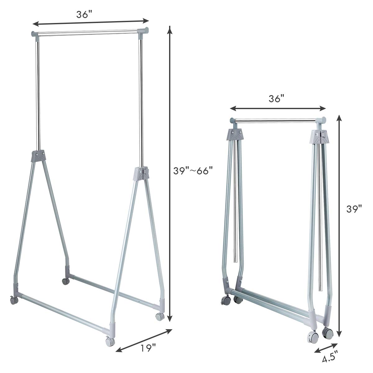 Tangkula Extendable Garment Rack, Heavy Duty Foldable Clothes Rack with Adjustable Hanging Rod