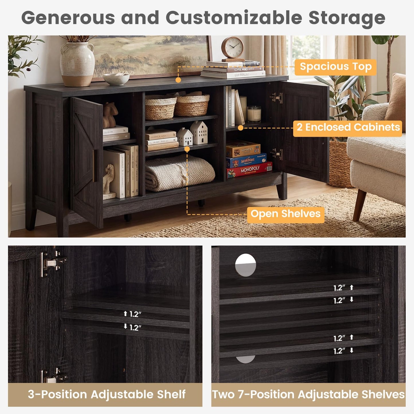 Tangkula Farmhouse TV Stand for TVs up to 65 Inches