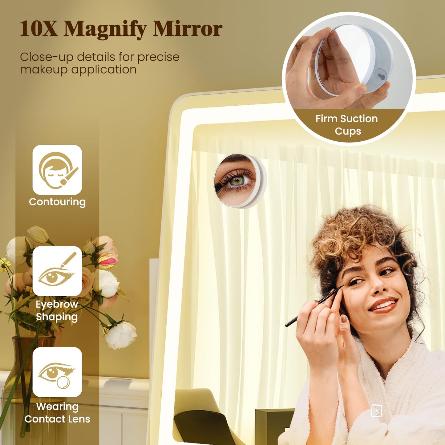 Tangkula Vanity Mirror with Lights 32" x 22" Large Makeup Mirror