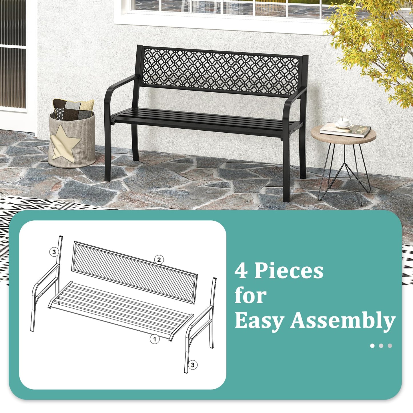 Tangkula 50 Inches Outdoor Garden Bench