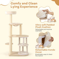 Tangkula 60 Inch Multi Level Modern Wooden Cat Tower with 2 Story Condo