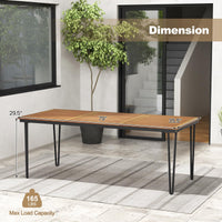 Tangkula 79 Inch Outdoor Dining Table, 8-Person Patio Table with 1.9 Inch Umbrella Hole