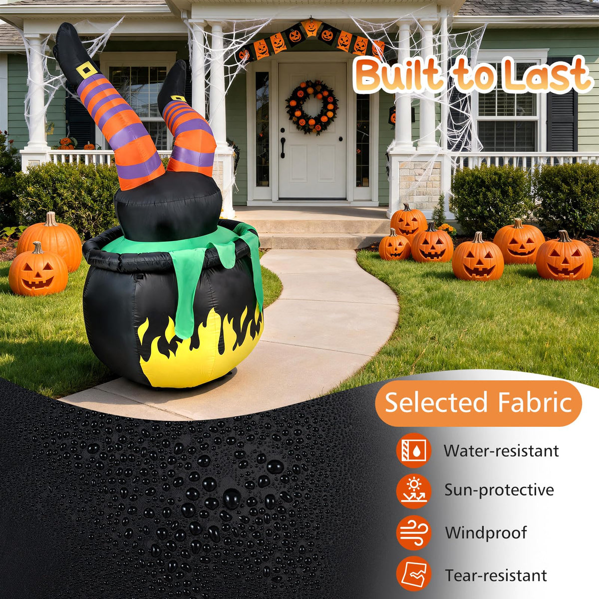 Tangkula 6 FT Animated Halloween Lighted Inflatable Kicking Witch