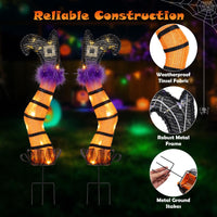 Tangkula Set of 2 Halloween Lighted Witch Legs Decorations with Stakes