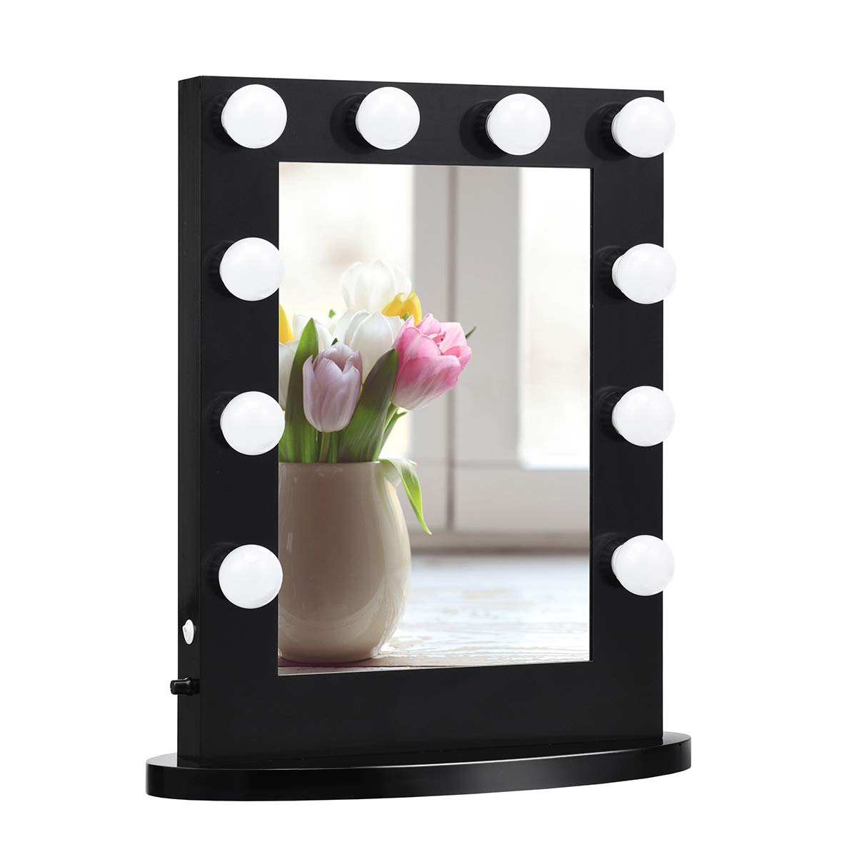 Tangkula Hollywood Makeup Vanity Mirror with Lights, Standing Vanity Makeup Mirror with Detachable Base