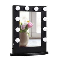 Tangkula Hollywood Makeup Vanity Mirror with Lights, Standing Vanity Makeup Mirror with Detachable Base