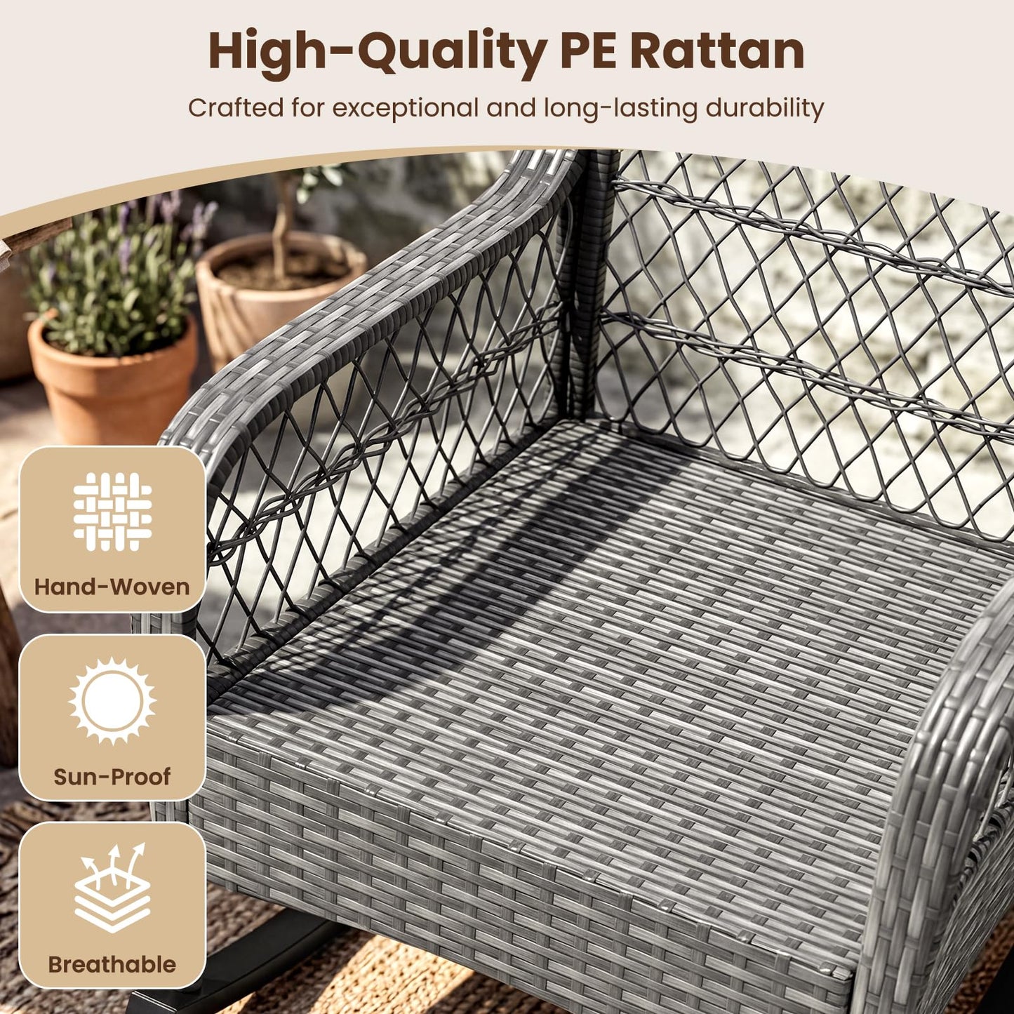 Tangkula Outdoor Wicker Rocking Chair for Porch(1/2)