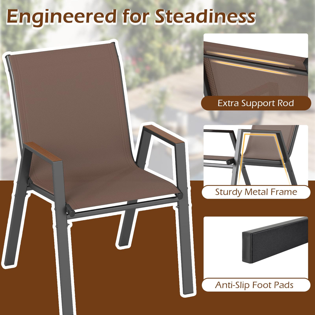 Tangkula Stackable Patio Chairs(4/8)