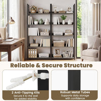 Tangkula 61”H Open Bookcase with Metal Frame