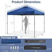 Tangkula 10x10 Ft Pop Up Canopy, 1 Person Set-up Instant Tent with Center Lock