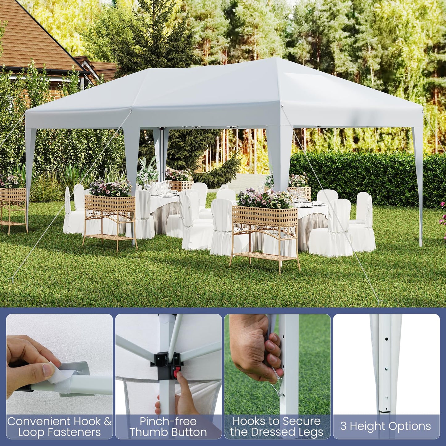 Tangkula 10 x 20 FT Pop Up Canopy Easy Setup Outdoor Tent Shelter
