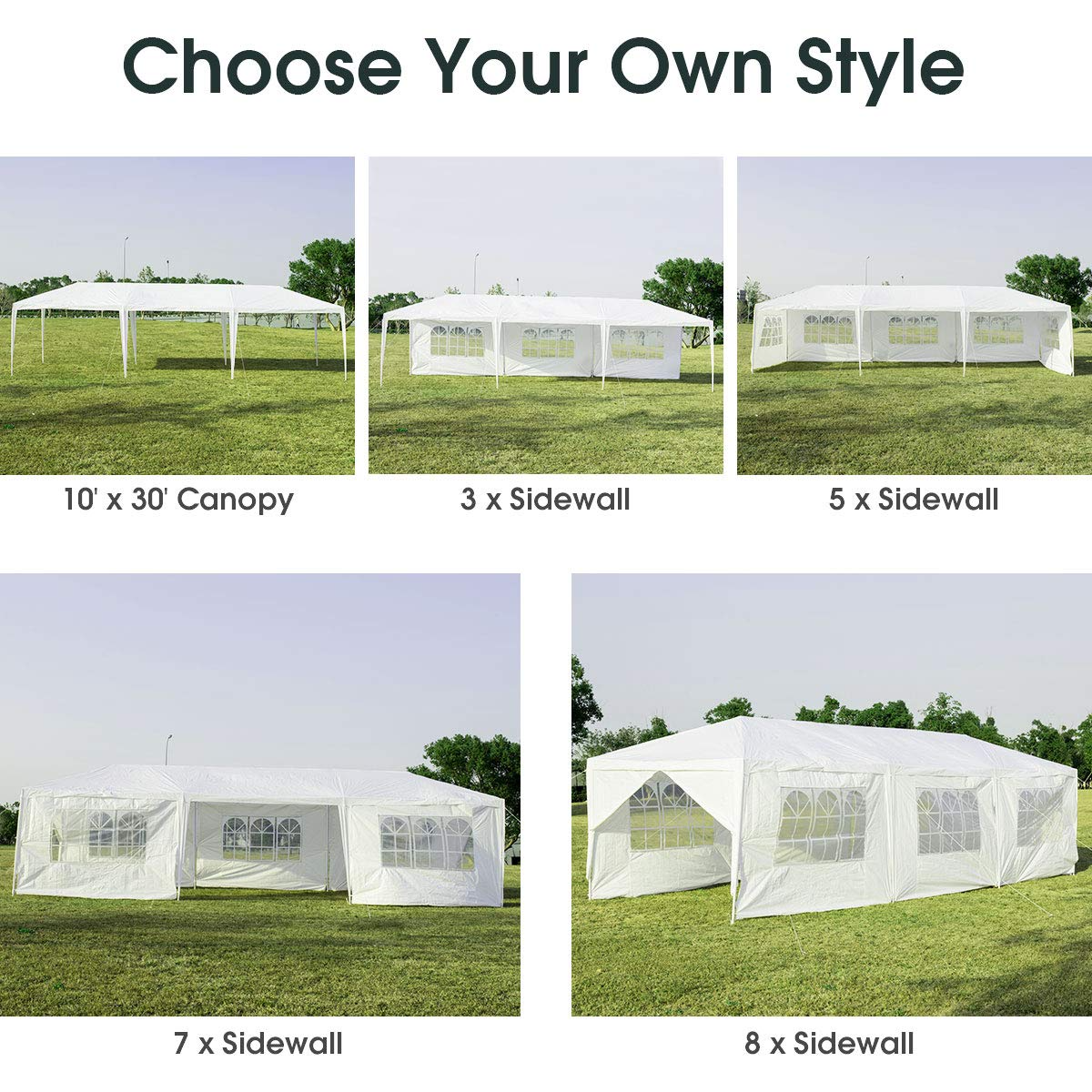 Tangkula 10' x 30' Outdoor Waterproof Gazebo Canopy w/ 6 Removable Sidewalls and 2 Doorways