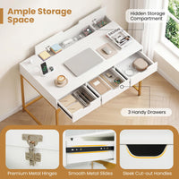 Tangkula Computer Desk with 3 Drawers & Power Outlets
