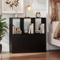 Tangkula 3-Tier Bookshelf with Cabinet for Study Home Office Living Room