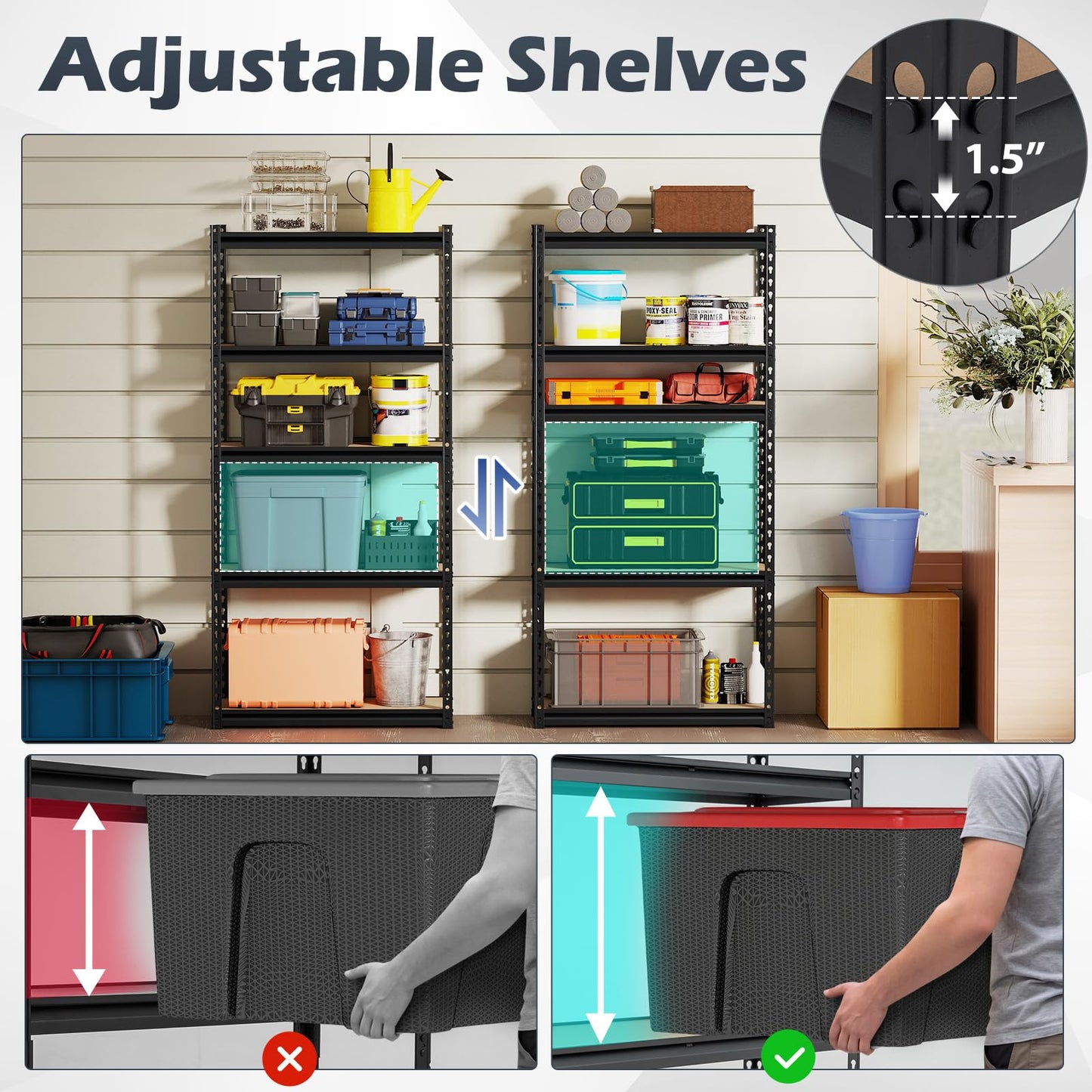 Tangkula 5-Tier Metal Storage Shelves with Adjustable Racks (1/2/3/4)
