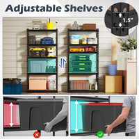 Tangkula 5-Tier Metal Storage Shelves with Adjustable Racks (1/2/3/4)