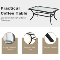 4 Pieces Outdoor Furniture Set, Patio Conversation Set with Cushions and Steel Frame