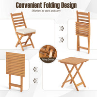 Tangkula Outdoor Wood Bistro Set Folding Chair Table Set